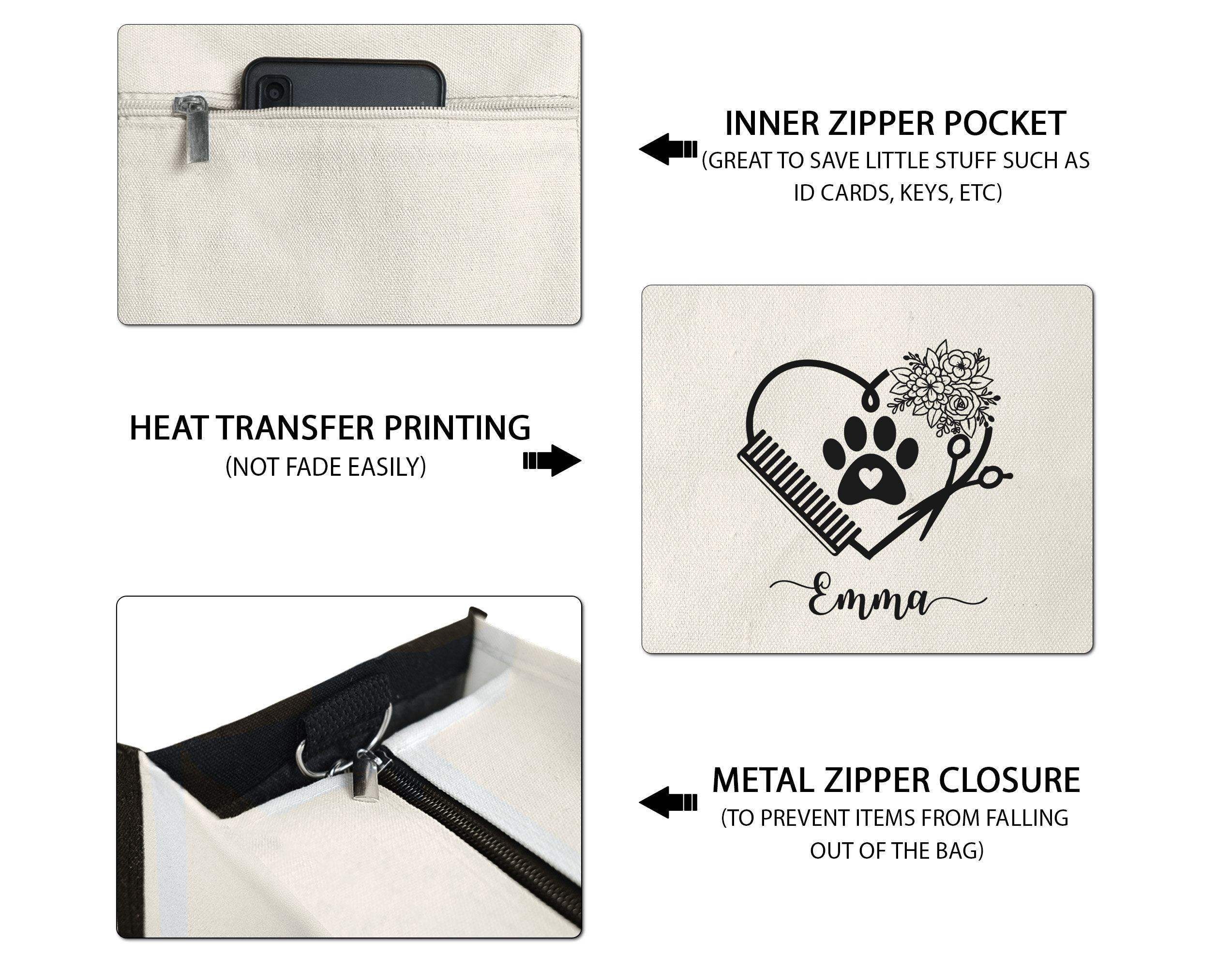 Personalized Dog Groomer Tote Bag, Personalized Pet Groomer Tote Bag