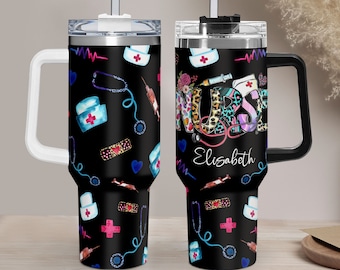 40oz Custom Nurse Tumbler, Personalized 40oz Nurse Tumbler, Gift For Nurse, Nurse Tumbler, Nurse Gift, 40oz Nurse Tumbler,Nursing School Cup