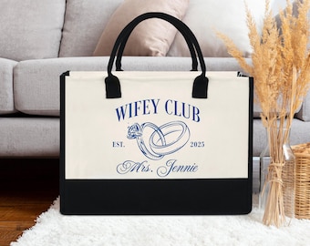 Bolsa de mano personalizada para Wifey Club, bolsa de mano para señora, regalo para esposa, bolsa de mano para luna de miel, regalo para recién casados, regalo para nueva esposa, regalo de boda