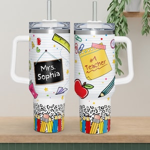 Personalized Teacher Gifts 40oz Tumbler, Custom Best Teacher Ever Name Tumbler 40oz, Elementary Teacher Gifts for Teacher Appreciation Gifts