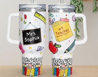 Personalized Teacher Gifts 40oz Tumbler, Custom Best Teacher Ever Name Tumbler 40oz, Elementary Teacher Gifts for Teacher Appreciation Gifts