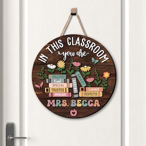 Personalized 3D Teacher Sign, Back to School Gift, Custom Teacher Name Welcome Sign, Classroom Door Hanger, Inspirational Classroom Decor