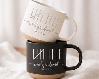 Personalized 9 Year Anniversary Engraved Pottery Mug Engagement Gift, Wedding or 9 Year Anniversary Keepsake, Pottery Anniversary Gift
