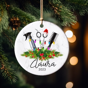 Personalized Hairdresser Christmas Tree Ornament, Cosmetologist Gift, Hairstylist Ornament Christmas, Custom 2023 Christmas Gift Decoration