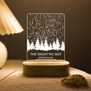 Luz nocturna con mapa estelar personalizado por fecha, luz nocturna con mapa estelar, mapa de constelaciones personalizado, cielo nocturno por fecha, regalo de compromiso para él y para ella