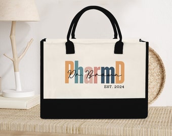 Personalized PharmD Tote Bag, Pharmacist Tote Bag, Pharmacist Technician Gift, Doctor of Pharmacy, Pharmacy Graduation Gift, Pharmacy Gifts