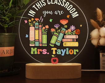 Personalisiertes Lehrer-Nachtlicht, Geschenk für Lehrer Wertschätzung, personalisierte Geschenke für Lehrer, Dankeschön Geschenk von Kindern, LED-Licht für Lehrername