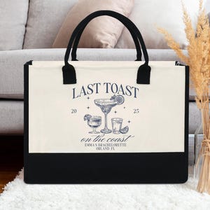 Borsa tote Last Toast On The Coast, borsa per addio al nubilato in spiaggia, borsa Bach Club, borsa per addio al nubilato sulla costa, borsa di lusso personalizzata per addio al nubilato