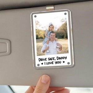 Personalized Dad Car Visor Clip, Father&#39;s Day Gift, Custom Photo Car Visor Clip, Gift for Papa Dad Grandpa, Gift for Dad, Custom Visor Clip