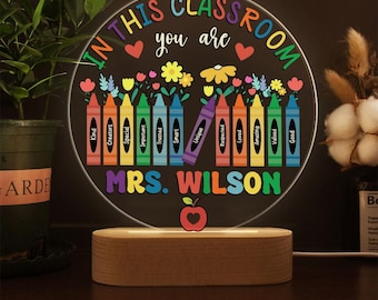 Personalisiertes Lehrer-Nachtlicht, Geschenk für Lehrer Wertschätzung, personalisierte Geschenke für Lehrer, Dankeschön Geschenk von Kindern, LED-Licht für Lehrername