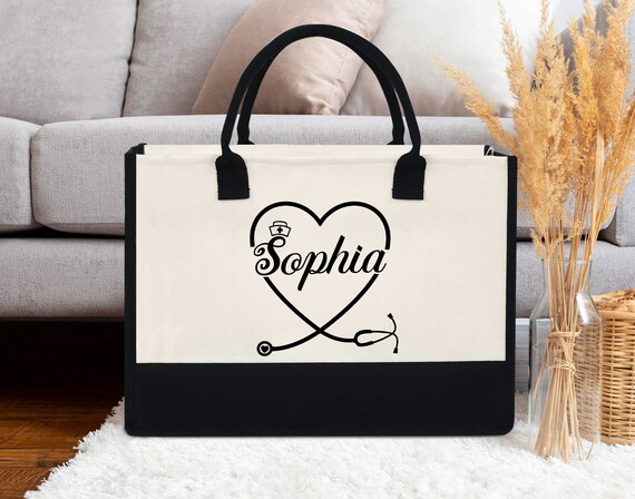 Nurse Tote Bag Inspired Personalized Stethoscope Heart Name Personalized Nurse Graduation Gift Nurse Gift Custom Tote Bag for Graduation Etsy UK