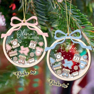Baby&#39;s First Christmas Ornament 2024, Personalized Baby 1st Christmas Ornament, Custom New Baby Gift, 4D Shake Babies Ornament,Baby Keepsake