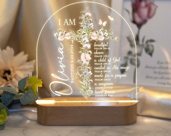 Baptism Gift, Baptism Night Light For Baby, Baby Gift Personalized, Dedicated Gift, Nursery Decor, Kids Beside Night Lamp, Baptism Gift Girl
