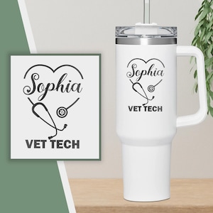 Personalized Vet Tech 40oz Tumbler, Gift for Veterinary Technician, Vet Graduation,Personalized Veterinary Technician Appreciation Week Gift