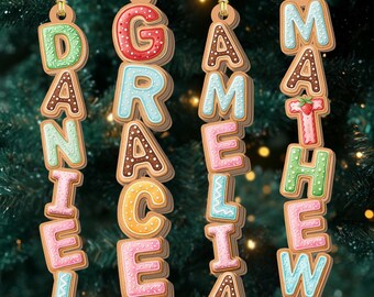 Custom Gingerbread Alphabet Ornament, Kids Name Ornament, Christmas Tag for Stockings, Kids Christmas Gifts, Christmas Ornaments for Family