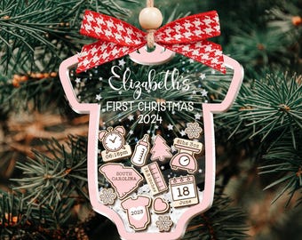 Adorno navideño para bebé 2024, adorno navideño personalizado para bebé, regalo personalizado para recién nacido, adorno 4D Shake Babies, baby shower
