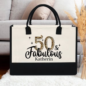 50 Jahre Geburtstags-Einkaufstasche, Baumwoll-Einkaufstasche, Geschenk zum 50. Geburtstag für Frauen, Geschenk zum 50. Geburtstag