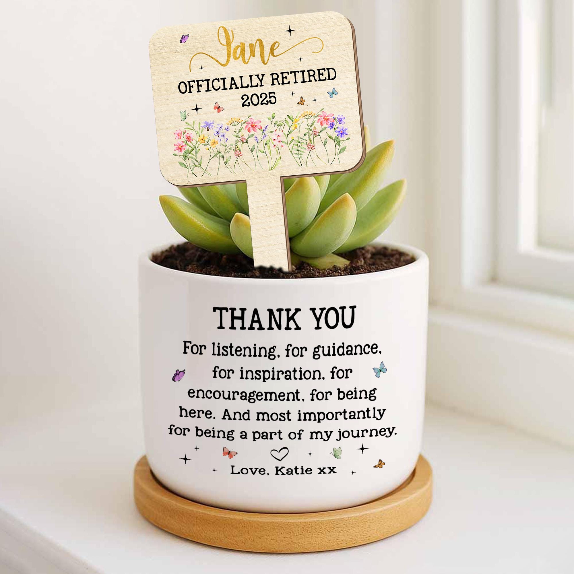 Personalized Retirement Plant Pot, Happy Retirement Gift, Officially Retired Plant Pot,Thank You Gift, Custom Teacher Gift,Gift for Coworker