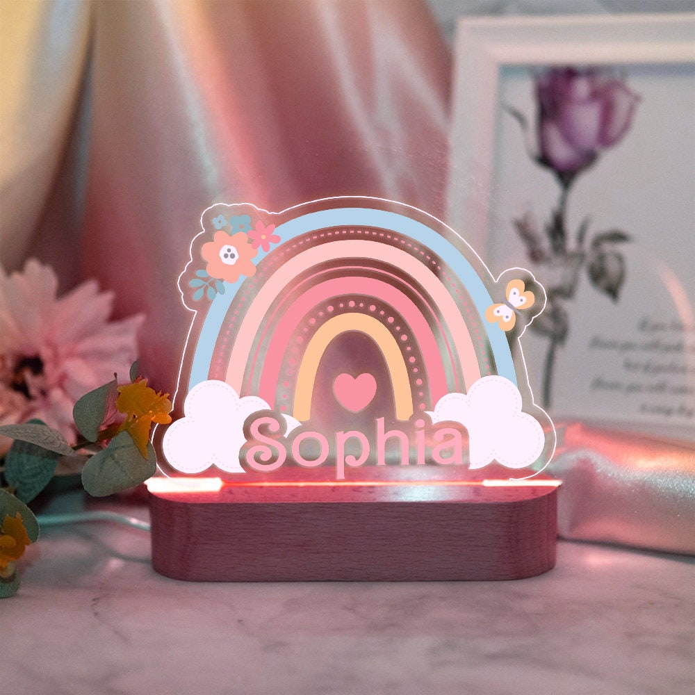 Baby Night Light, Cute Rainbow Night Light, Personalized Night Light, Custom Night Light, Baby Girl Gift, Rainbow Night Light, Gift For Kids