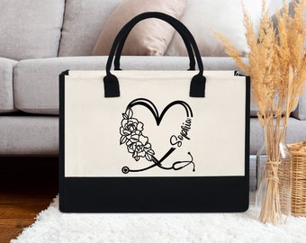 Nurse Tote Bag Inspired, Personalized Stethoscope Heart Name, Personalized Nurse Graduation Gift, Nurse Gift, Custom Tote Bag For Graduation