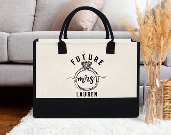 Future Mme Tote Bag, Cadeau personnalisé Future Mme Bag, Sac fourre-tout de mariée, Sac fourre-tout cadeau de fiançailles, Cadeau de douche nuptiale, Sac fourre-tout en toile Wifey