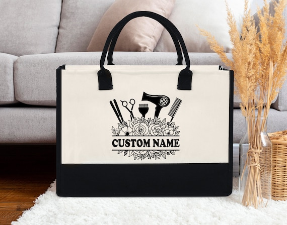 Floral Hair Stylist Tote Bag Personalized Hairdresser Name Tote Bag Custom Hair Stylist Tote Bag Cosmetologist Bag Hairdresser Tote Bag Etsy