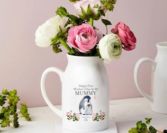 First Mothers Day Nana Flower Vase, Personalized First Mother&#39;s Day Ceramic Flower Vase, Great Grandma Gifts, Nana Floral Vase with Kid Name