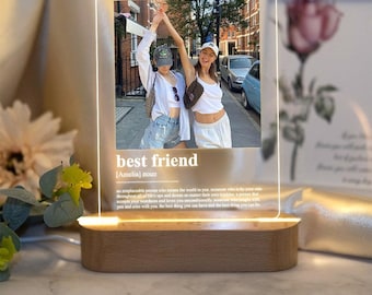 Custom BEST FRIEND Night Light, Birthday Gift for Best Friend, Best Friend Gift, Photo Definition Print, Quote Print, Custom Gift With Photo