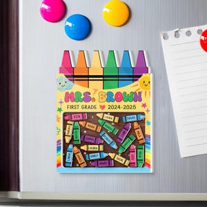 Teacher Appreciation Gifts, Personalized Teacher Magnet, Custom Teacher Gifts Magnet, Thank You Gift, Crayon Shaker Magnet With Kids Name