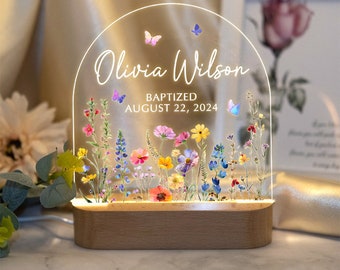 Baptism Gift, Baptism Night Light For Baby, Baby Gift Personalized, Dedicated Gift, Nursery Decor, Kids Beside Night Lamp, Baptism Gift Girl