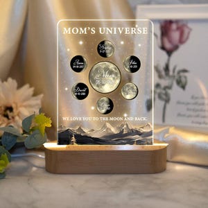 Personalized Moon Phase by Date Gift, Personalized Mom Moon Phase Lamp, Custom Night light Moon Phase, Mother’s Day Gift, Father&#39;s Day Gift