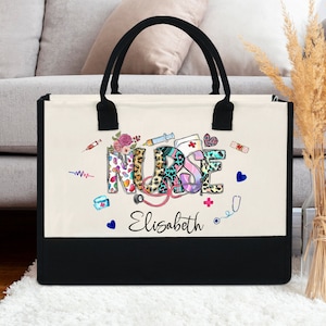Custom Nurse Tote Bag, Personalized Nurse Tote Bag, Gift For Nurse, Nurse Tote Bag, Nurse Gift, Custom Nursing Bag, Nursing School Tote Bag