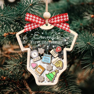 Baby&#39;s First Christmas Ornament 2024, Personalized Baby 1st Christmas Ornament, Custom New Baby Gift, 4D Shake Babies Ornament, Baby Shower