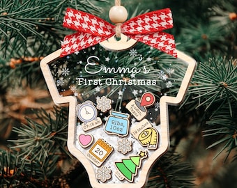 Primer adorno navideño del bebé 2024, adorno navideño personalizado para el primer bebé, regalo personalizado para bebés nuevos, adorno para bebés batidos 4D, baby shower