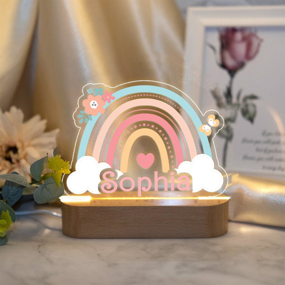 Baby Night Light, Cute Rainbow Night Light, Personalized Night Light, Custom Night Light, Baby Girl Gift, Rainbow Night Light, Gift For Kids