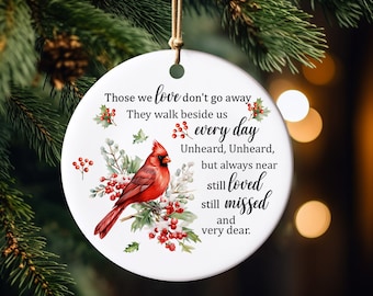 Christmas Cardinal 2023 Ornament, Christmas Cardinal Decoration, Holiday Gift Idea, Cardinal Memorial Round Ceramic Ornament, Gift Exchange