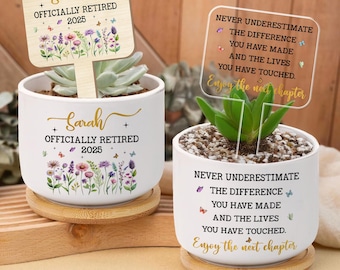 Retirement Gift, Never Underestimate the Difference You Made, Happy Retirement Plant Pot,Appreciation Gift,Retirement Gift For Boss Coworker