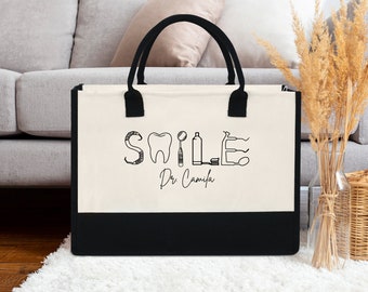 Personalized Dental Tote Bag, Dental Student Gift, Dentist Tote Bag, Hygienist Dental Hygiene Tote Bag, Custom Dental Assistant Gifts