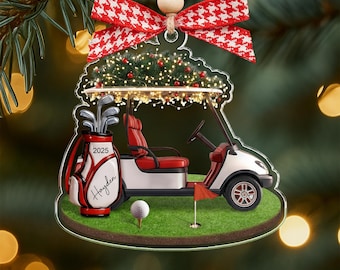 Personalized Golf Cart Christmas Ornament, Golf Lover Gift, Acrylic Ornament