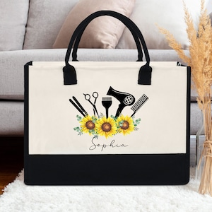 Sacola floral do estilista do cabelo, sacola personalizada do nome do cabeleireiro, sacola feita sob encomenda do estilista do cabelo, saco do cosmetologista, sacola do cabeleireiro