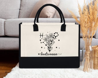 Personalized Zodiac Tote Bag, Personalized Zodiac Sign Tote bag, Astrology Gifts, Zodiac Signs With Constellations, Constellation Gifts