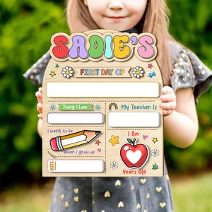 Personalized First And Last Day School Sign, Back to School Sign, Kindergarten 1st Day of School Sign, First Day School Wooden School Board