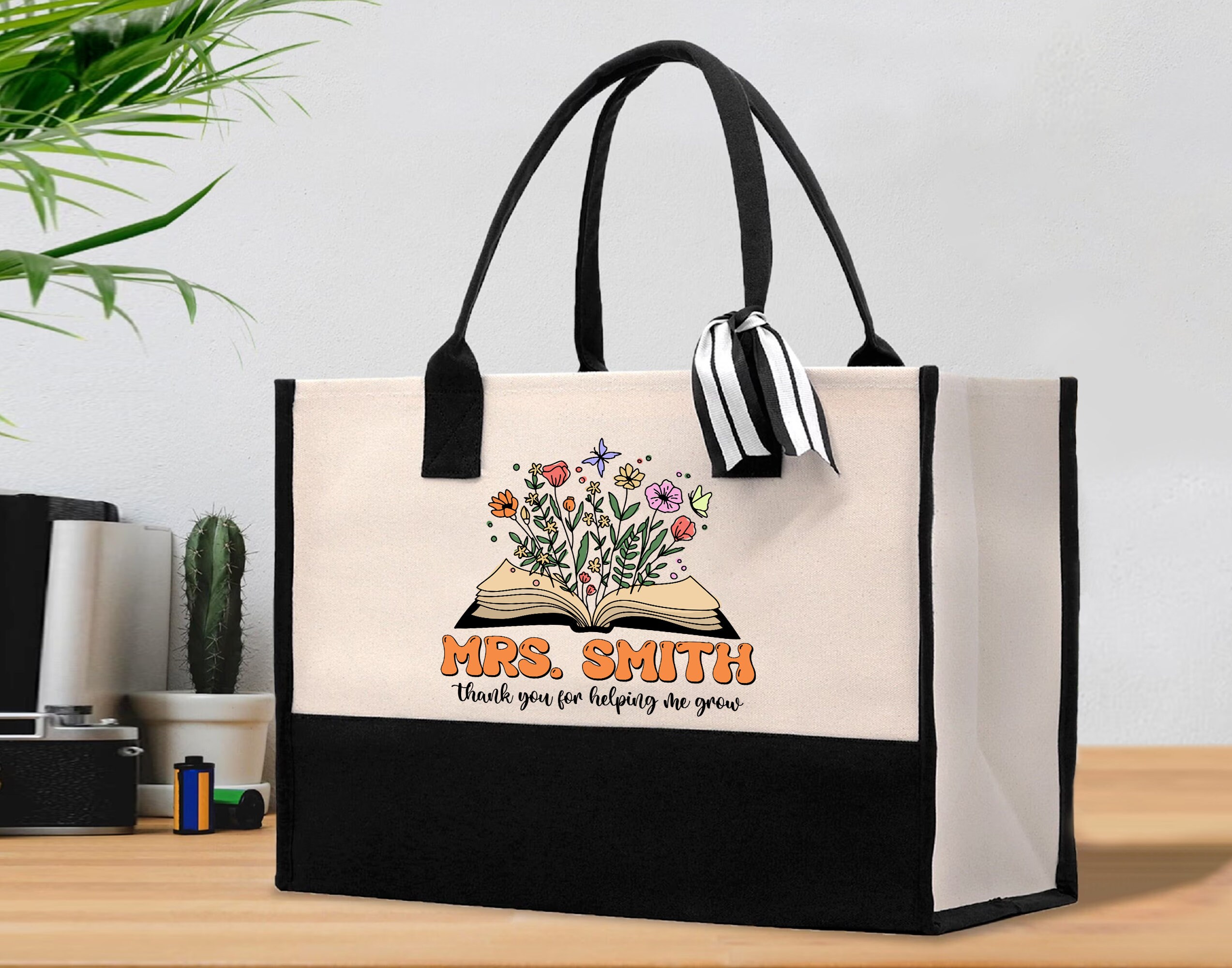 Thank You for Helping Me Grow Teacher Tote Bag Teacher Appreciation ...