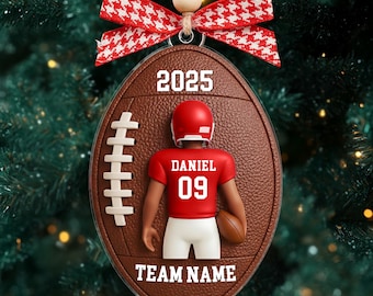 Décoration personnalisée football américain 2025 : décoration de Noël personnalisée pour joueurs de football, cadeaux football américain, cadeaux pour fans de football