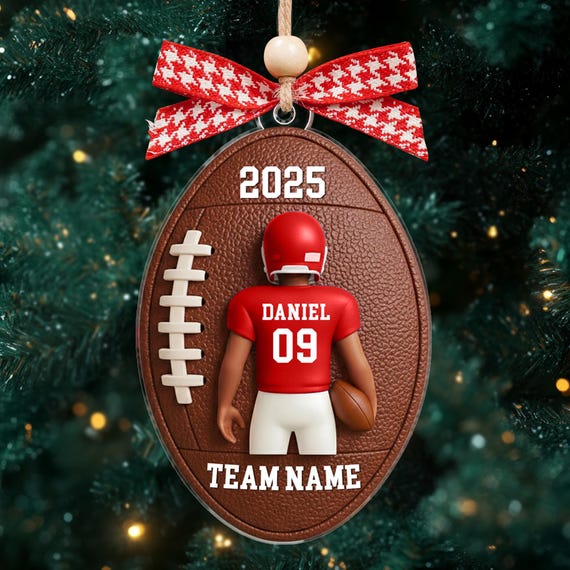 Personalized American Football Ornament 2025: Custom Football Players Christmas Ornament, American Football Gifts, Gifts for Football Fan