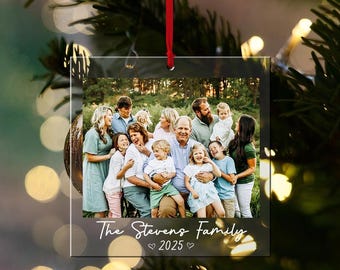 Enfeite de foto de família personalizado, enfeites de Natal para a família, lembrança de foto de família personalizada 2024, presentes de lembrança de Natal para famílias grandes