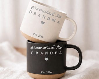Promoted to Grandma/Grandpa Mug, Pregnancy Announcement Gift,Gift for New Grandma Grandpa, Baby Announcement Mug Pregnancy Reveal to Grandma