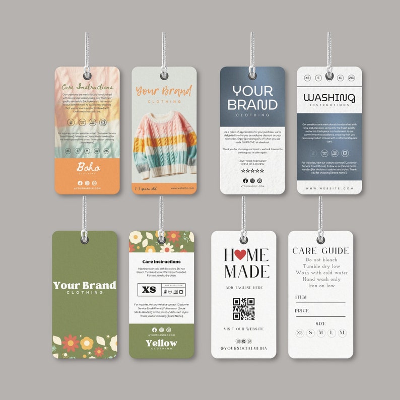 Clothing Tag Canva Template, Hang Tags, Clothing Card Labels, Small ...