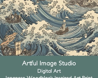 High Quality Japanese Woodblock Style Digital Art Print and Pattern - PNG - SVG - JPG - Kuniyoshi No.3