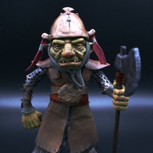 Goblin axe master, sculpture, fantasy, artdoll, ooak, unique piece,